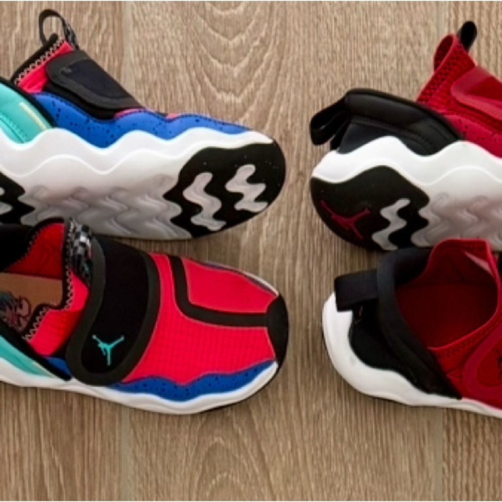Jordan Red and Blue Chunky Sole Sneakers 2 pairs